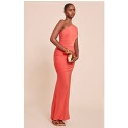 PrettyLittleThing Double Layer Slinky One Shoulder Maxi Dress - Orange