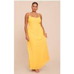 PrettyLittleThing Chiffon Strappy Maxi Dress - Yellow