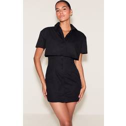 PrettyLittleThing Detail Shift Dress - Black