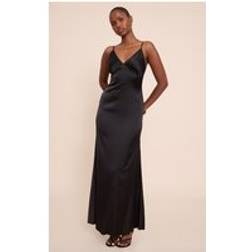 PrettyLittleThing Satin Strappy Maxi Dress - Black