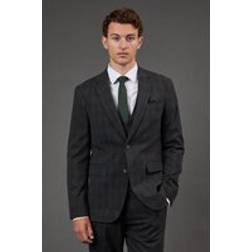Burton Windowpane Check Slim Fit Suit Jacket - Charcoal