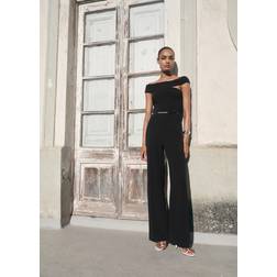 Mango Asymmetric Long Jumpsuit Woman - Black