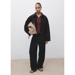 Mango Cropped Jacket With Pockets - Black