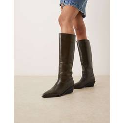 Glamorous Kakigröna Knähöga Stövlar Cowboystil - Grön