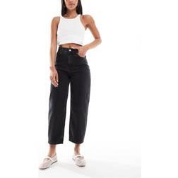 New Look Washed Black Ankle Grazer Barrel Leg Jeans - Black