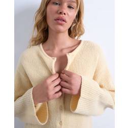 Topshop Knitted Easy Ribbed Relaxed Cardigan - Yellow