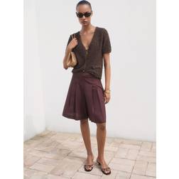Mango Shortsleeved Bouclé Cardigan Dam Koftor - Dark Brown