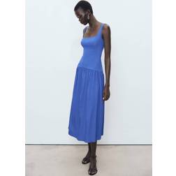 Mango Baumwollkleid Damen - Blau