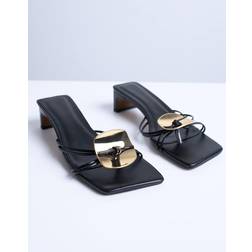 Topshop Ilaria Kitten Heeled Sandal Metal Trim - Black