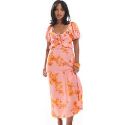 New Look Petite Floral Milkmaid Midi Dress - Pink