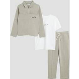 River Island Boys Textured Jacket 3 Piece Set - Beige