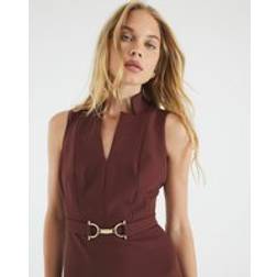 River Island Belted Collar Midi Dress - Brown
