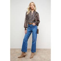 Oasis Printed Tie Neck Ruffle Detail Chiffon Blouse - Multi