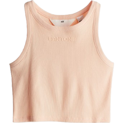 H&M Tank Top With Raised Print - Peach (1240335003)