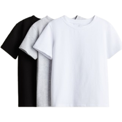 H&M Cotton Tops 3-pack - Light Grey/Black (1282043003)