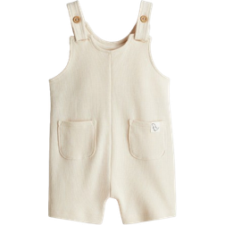 H&M Waffled Dungaree Shorts - Light Beige (1285725001)