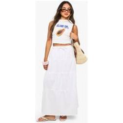 boohoo Womens Tiered Cotton Maxi Skirt - White