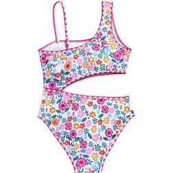 Shein Tween Girls Tropical Floral Print Cutout One-Piece Swimsuit, Tween Girls Bathing Suit