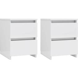 vidaXL 800526 White High Gloss Bedside Table 30x30cm 2pcs