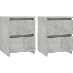 vidaXL 800522 Concrete Grey Bedside Table 30x30cm 2pcs