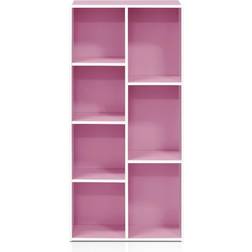 Furinno Luder 7 White/Pink Book Shelf 105.9cm