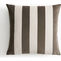 H&M Striped velvet Cushion Cover White, Green (50x50cm)