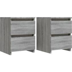 vidaXL 815330 Grey Sonoma Bedside Table 30x30cm 2pcs