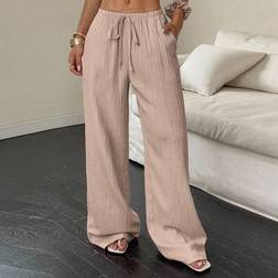 Shein Damen Einfarbige Hose Mit Taillengürtel Taschen Und Locker