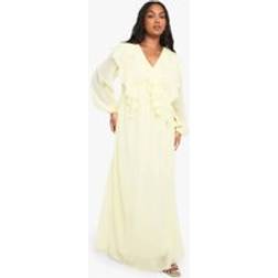 boohoo Plus Chiffon Ruffle Detail Maxi Skater Dress - Yellow