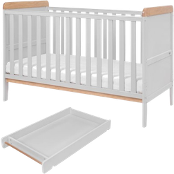 Tutti Bambini Rio Cot Bed with Cot Top Changer & Mattress - Dove Grey/Oak 29.5x56.8"