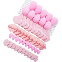 Shein 5/10/20/30/40/50/60/80/100PCS Makeup Tools Set Including:10PCS Makeup Sponges For Liquid Makeup+10PCS Mini Makeup Sponges For Liquid Makeup+10PCS Triangle Powder Puffs For Loose Powder And Makeup Setting+10PCS Air Cushion Powder Puffs For Facial Makeup+10PCS Mini Air Cushion Powder Puffs For Facial Concealer Makeup Pink