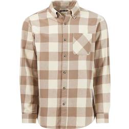 Magellan Outdoors Canyon Creek Long Sleeve Flannel Shirt - Oyster White/Walnut Buffalo