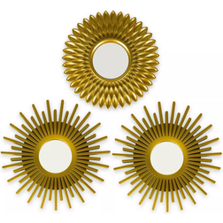 BONNYCO Pack of 3 Gold Wall Mirror 25cm