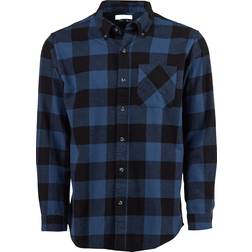 Magellan Outdoors Canyon Creek Long Sleeve Flannel Shirt - Dark Denim/Caviar Buffalo