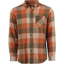 Magellan Outdoors Canyon Creek Long Sleeve Flannel Shirt - Amber Brown/Humus/Olive Night Buffalo