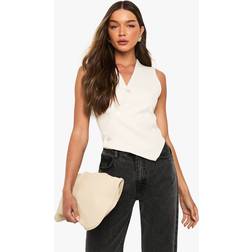 boohoo Asymmetric Adjustable Back Waistcoat - White