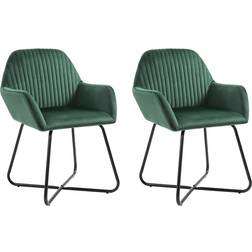 vidaXL Velvet Green Kitchen Chair 84cm 2pcs