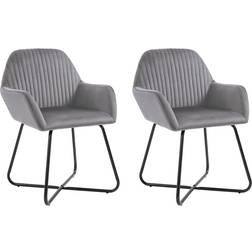 vidaXL Velvet Grey Kitchen Chair 84cm 2pcs