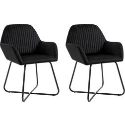 vidaXL Velvet Black Kitchen Chair 84cm 2pcs