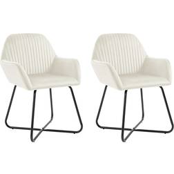 vidaXL Velvet Cream Kitchen Chair 84cm 2pcs