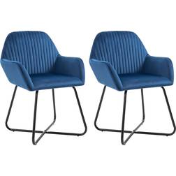 vidaXL Velvet Blue Esszimmerstuhl 84cm 2Stk.