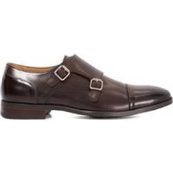 Dune London Satchin 2 Leather Monk Straps - Dark Brown