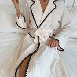 Shein Contrast Binding Belted Lounge Robe