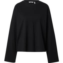 Monki Oversized Long Sleeve T-Shirt With Side Slits - Black