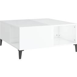 vidaXL Engineered Wood High Gloss White Coffee Table 80x80cm