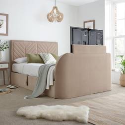 Happy Beds Velvet Sherlock Warm Stone TV 4ft6 5ft 6ft Frame Bed
