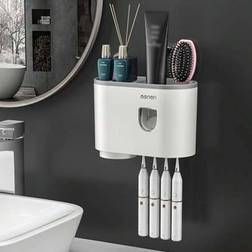 Shein MENGNI Wall Mounted Toothbrush Holder With Automatic Toothpaste Dispenser Bathroom Accessories Set Home Bathroom Decor Fall Decor Back To School