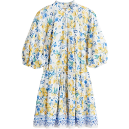 H&M Tie Belt Dress - White/Lemons