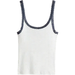 H&M Lace Trimmed Vest Top - White/Spotted