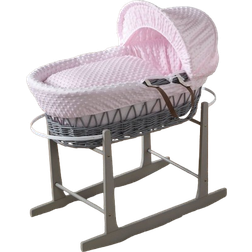 For Your Little One Wicker Baby Moses Basket with Stand Pink 19.3x32.7"